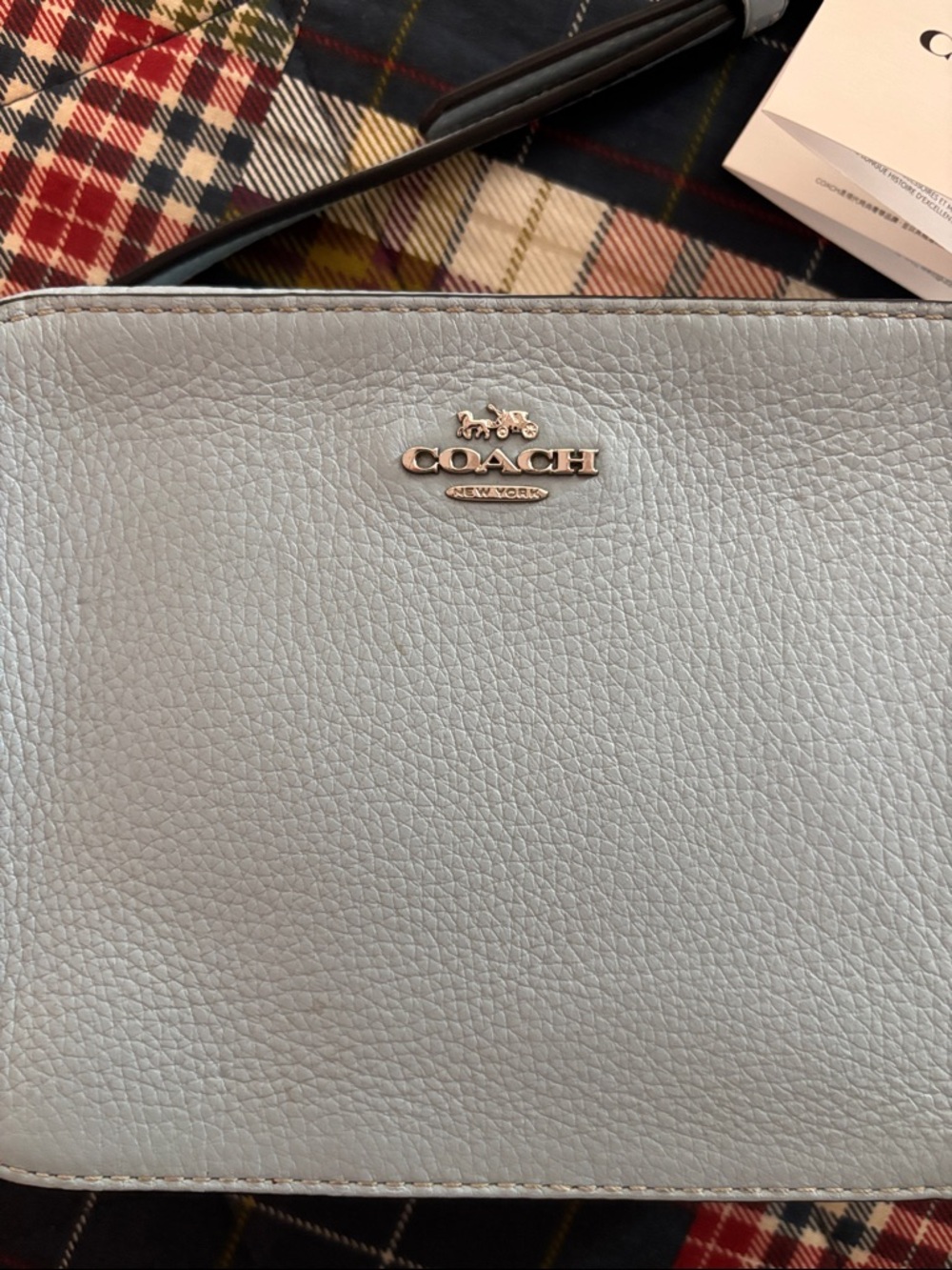 Coach Light Blue Pebbled Leather Crossbody Bag - Picture 2 of 8